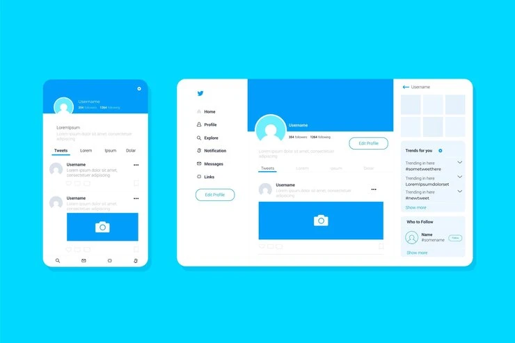 Interface de microblogging no Twitter, mostrando perfis, tweets e opções de navegação, ideal para usuários que buscam interagir na plataforma.