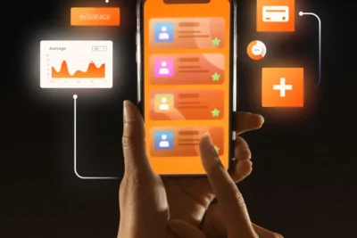 Imagem ilustrativa sobre a integração de publicidade tradicional e digital, mostrando estratégias de marketing, análise de dados e interatividade em dispositivos móveis.